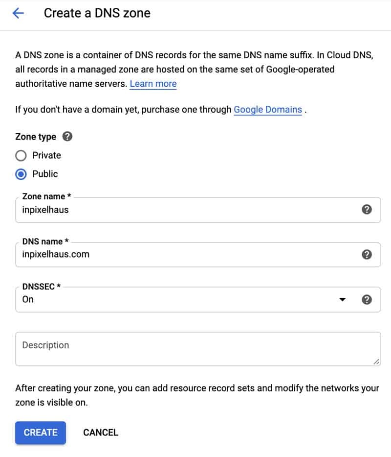 Google Cloud Platform - Create DNS Zone