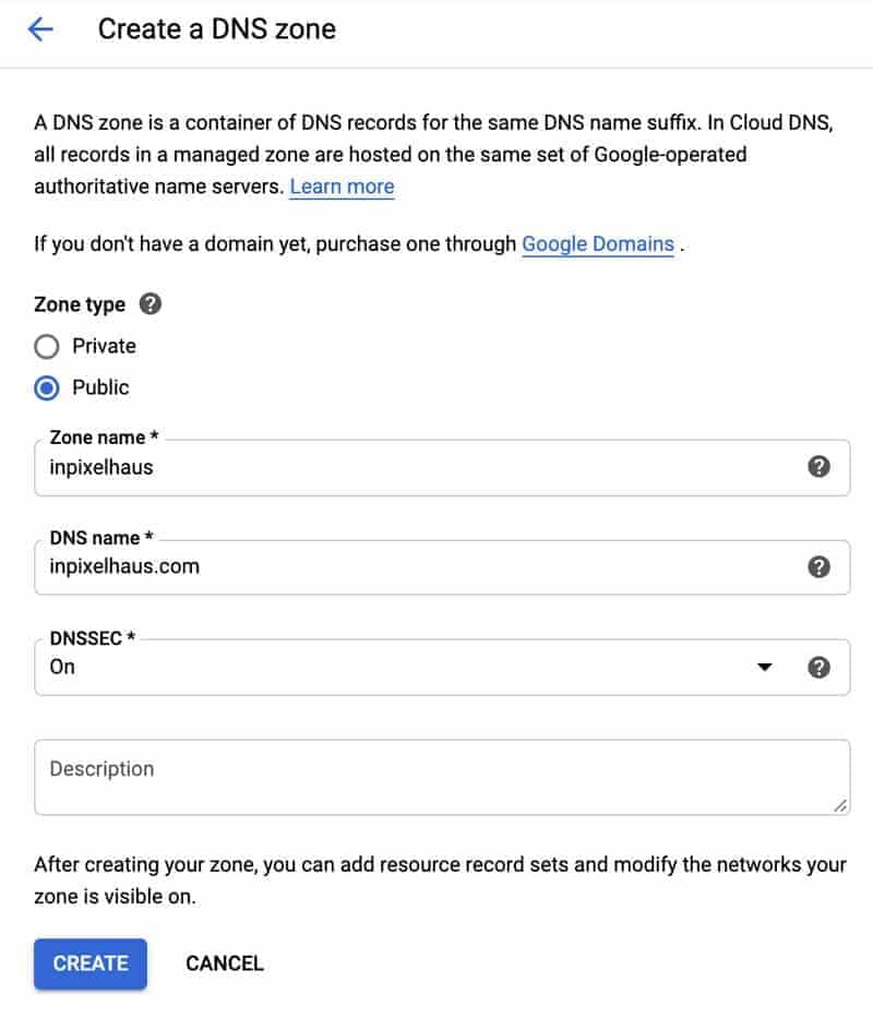 Google Cloud Platform - Create DNS Zone