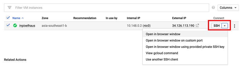 Google Cloud Platform - Open SSH