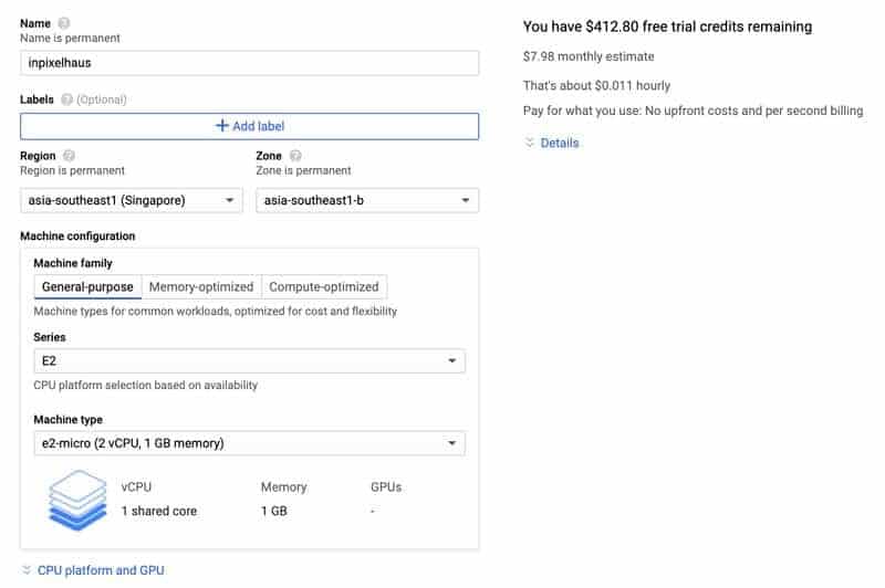 Google Cloud Platform - Instance