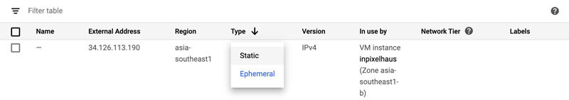 Google Cloud Platform - Static IP